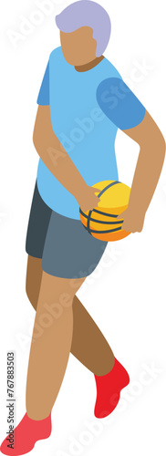 Old man play basketball icon isometric vector. Outdoor sport. Street workout