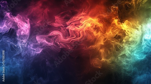 Spreading multicolor smoke texture in bright color background. AI generated image