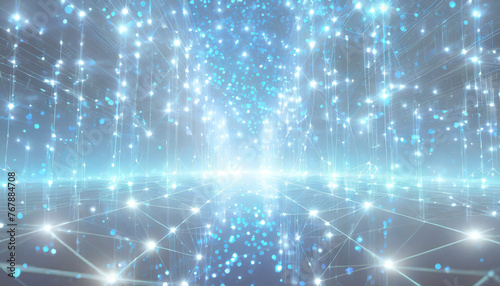 近未来的な青いサイバー空間、ネットワーク