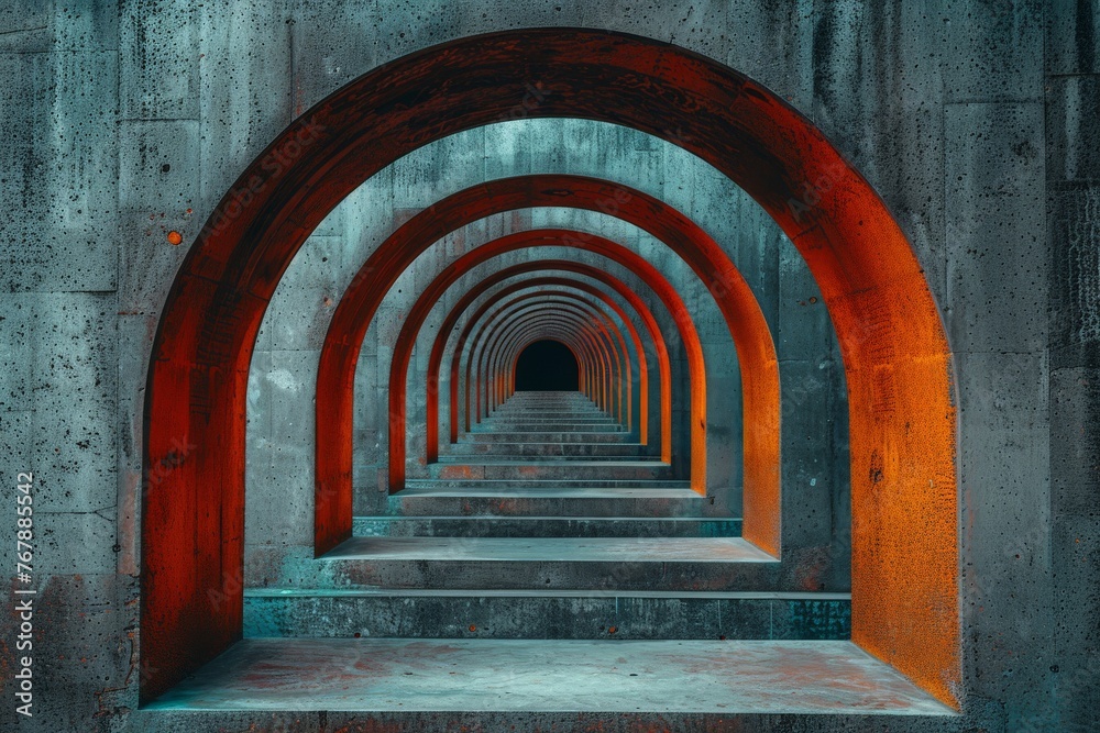 Naklejka premium Detail of contemporary concrete construction with curved arched.