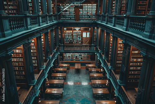An interior design of a library