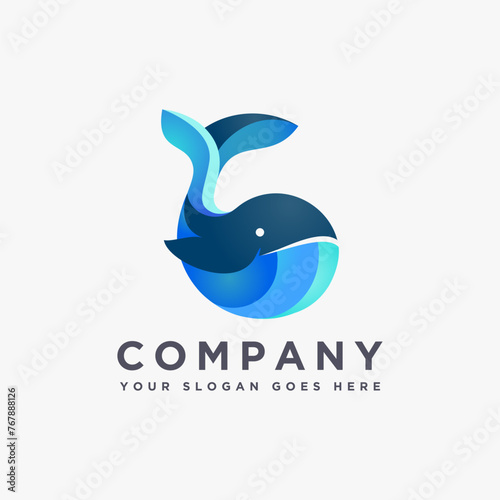 Modern Playful whale logo icon vector template on white background