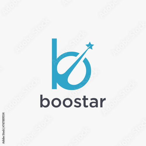 Letter B for Boost star logo vector icon on white background