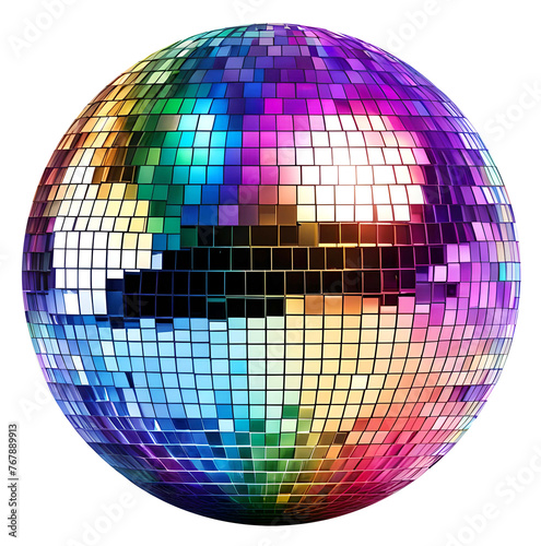Disco mirror ball reflecting rainbow colors spectrum