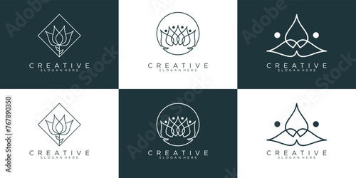  flower logo design. beauty salons, decorations, boutiques, spas, yoga, cosmetic and skin care products. premium business card