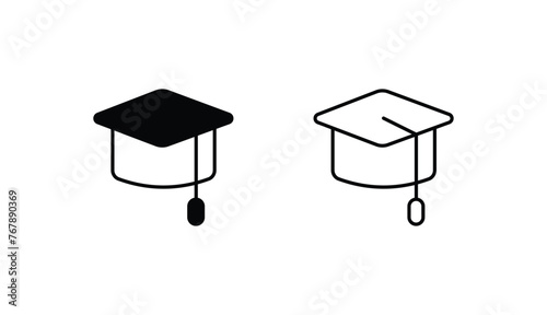 Graduation Cap icon design with white background stock illustration