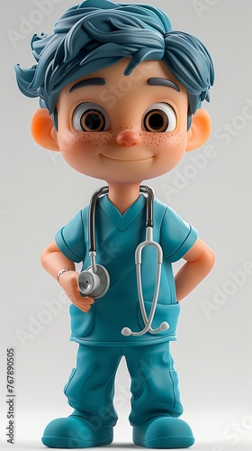 3d character boy surgeon on a white background .Generative AI