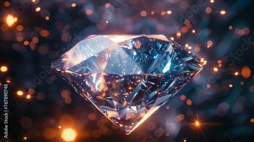 A majestic, glowing diamond illuminated in a dark environment, representing opulence, wealth, and a concept of luxury and exclusivity. Abstract Luxury Concept © Philipp