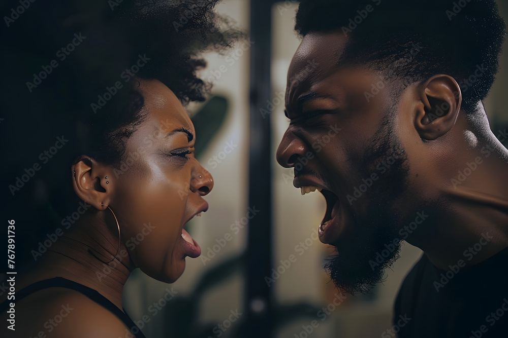 Image of a black couple screaming at each other 8k Image of a black couple screaming at each other 8k