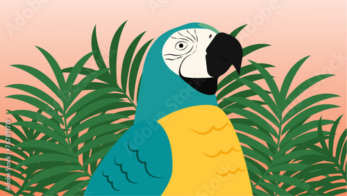 Colorful macaw with tropical background, 
parrot