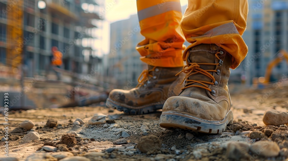 Construction worker's feet