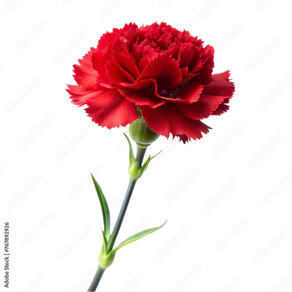 Red carnation flower isolated on transparent background. Red carnation flower isolated on transparent background.