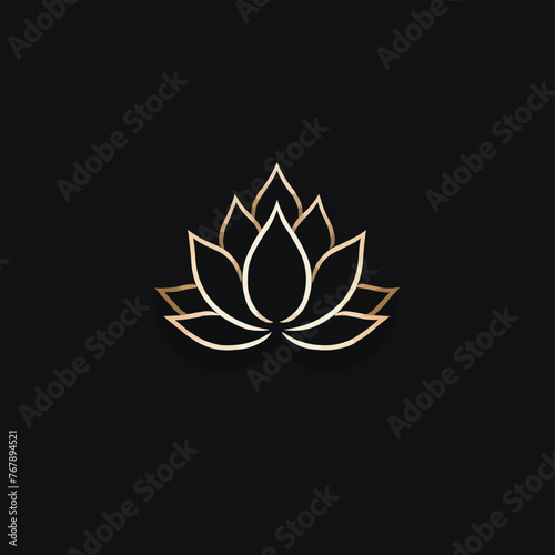 luxury lotus with line art style logo icon design template flat vector