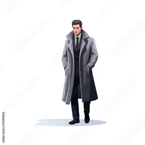 man in business suit waring cosy winter clothes isolated vector style on isolated background illustration