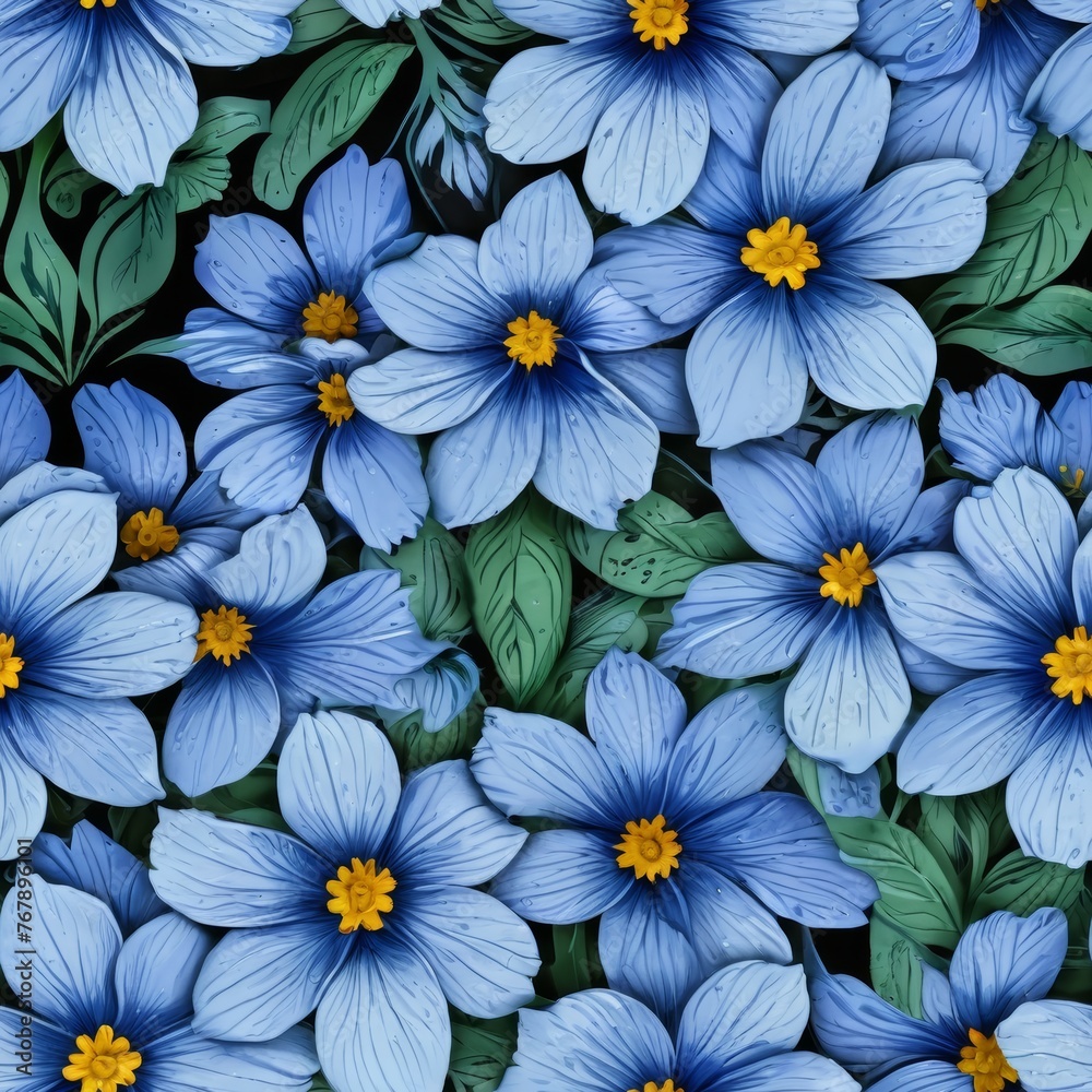 blue flowers seamless pattern background