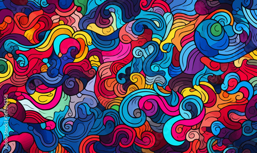 abstract colorful doodle art design, vivid dreamscape pattern background texture vector