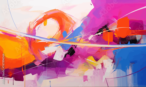 abstract painting, vibrant colorful modern contemporary art illustration