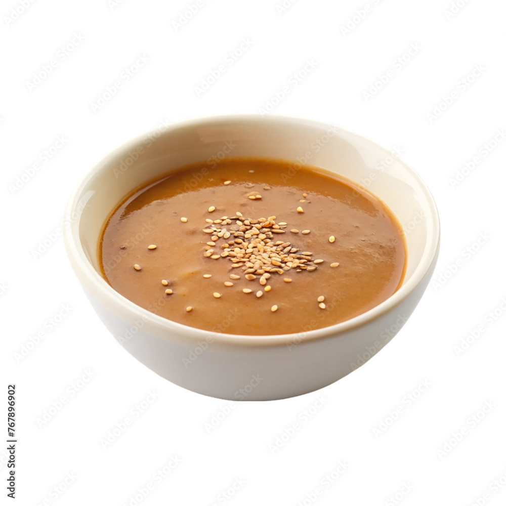 Bowl of sesame sauce isolated on transparent background. Bowl of sesame sauce isolated on transparent background.