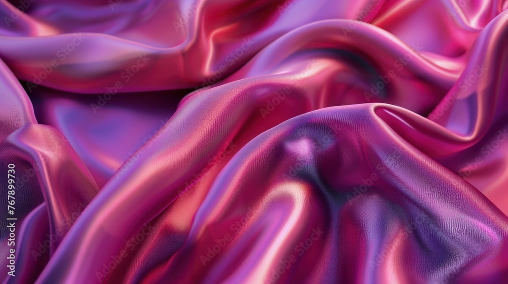 Obraz premium Texture of bright pink silk with folds in the form of waves, softly reflecting light