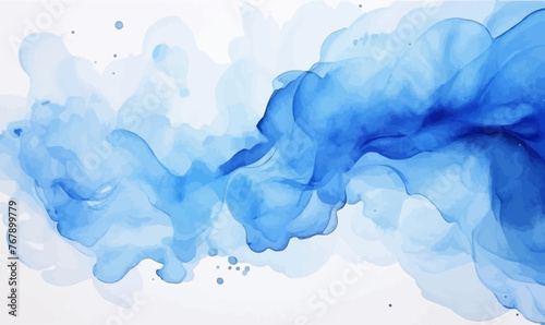 Abstract watercolor splashes stains blue universe, color painting illustration isolated