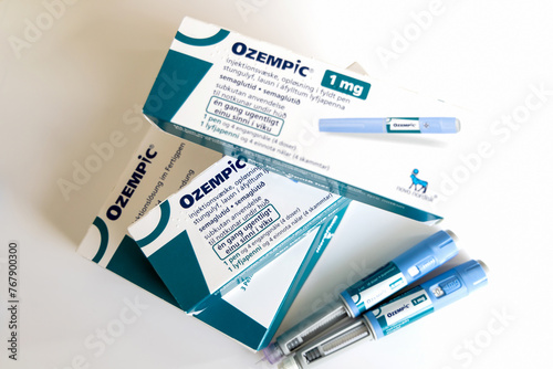  Ozempic Insulin injection pen for diabetics and weight loss. Denmark - March 25, 2024 photo