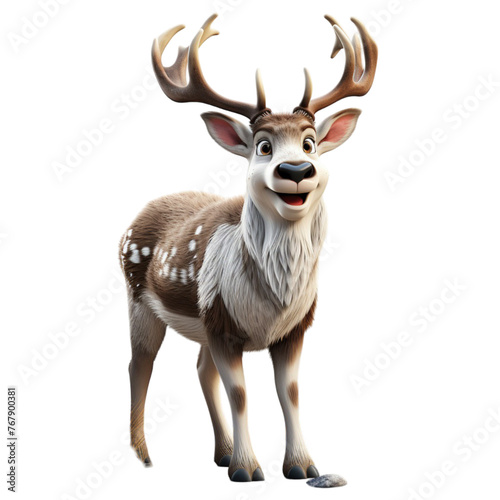 3d illustration portrait of adorable cute baby deer isolated on transparent background, generative ai © Iksan