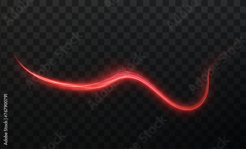 Luminous red lines png of speed. Light glowing effect png. Abstract motion lines. Light trail wave, fire path trace line, car lights, optic fiber and incandescence curve twirl	
