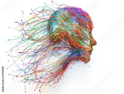 cabeça humana de fibra óptica, inteligência artificial