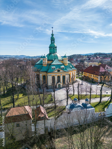 Panorama of the city of Jelenia Góra in the Karkonosze Mountains - Lutheran church
