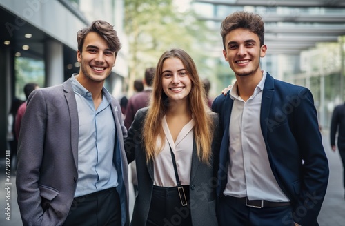 young group of smiling business people posing