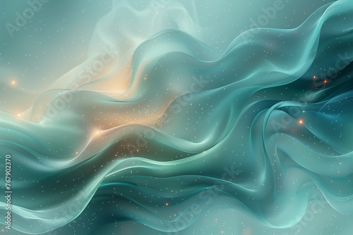 digital art in the style of octane render, abstract background, waves, flowing fabrics, wavy shapes, soft edges, delicate texture, ethereal atmosphere, soft light, © Sergei