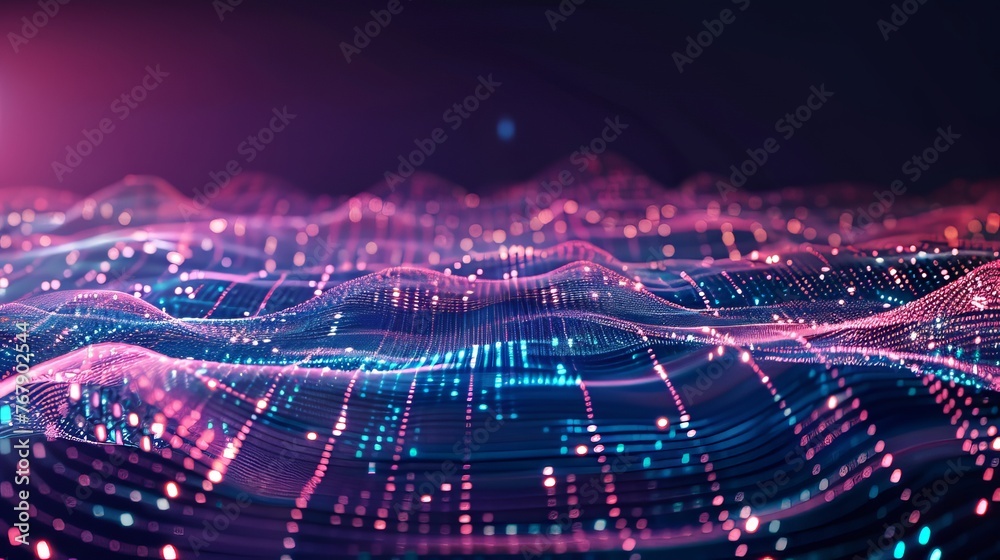 Glowing big data on a colorful background. 3d illustration. Ai generative. Glowing big data on a colorful background. 3d illustration. Ai generative.