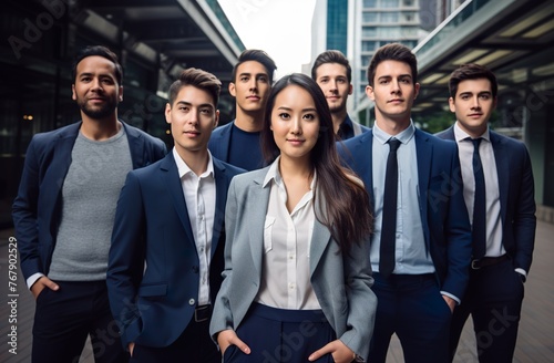 young group of multiracial business people