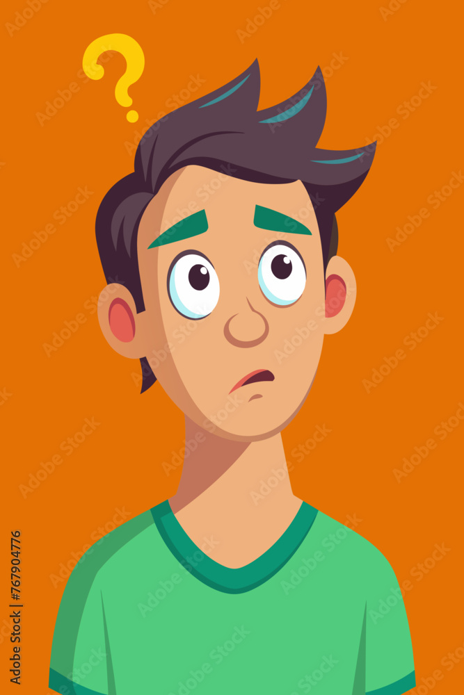 Young puzzled, doubtful, confused man thinking, trying to find solution, worried expression on his face, concept - Sorry, don't know how it happened. Copy space.