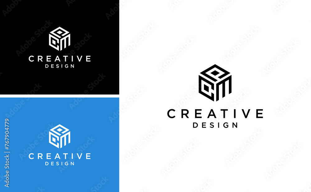 Initial letter CPM logo or geometric PCM vector template idea Initial letter CPM logo or geometric PCM vector template idea