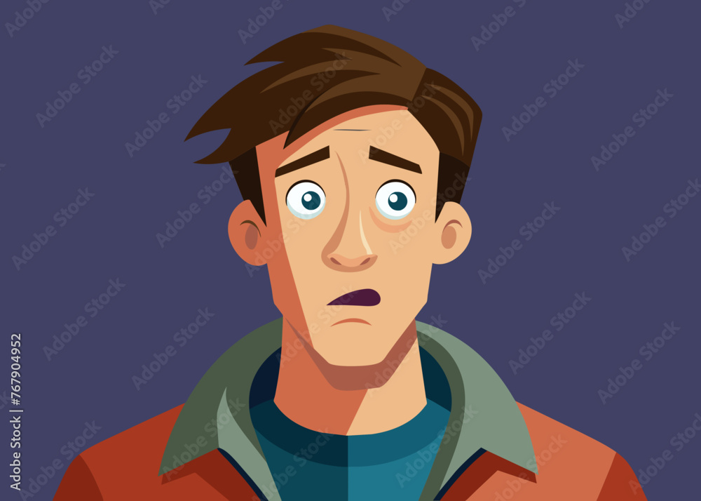Young puzzled, doubtful, confused man thinking, trying to find solution, worried expression on his face, concept - Sorry, don't know how it happened. Copy space.
