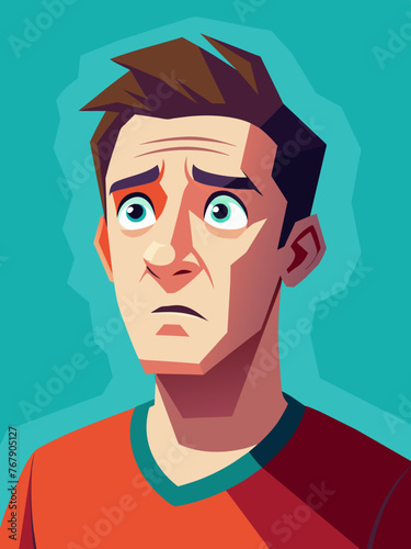 Young puzzled, doubtful, confused man thinking, trying to find solution, worried expression on his face, concept - Sorry, don't know how it happened. Copy space.