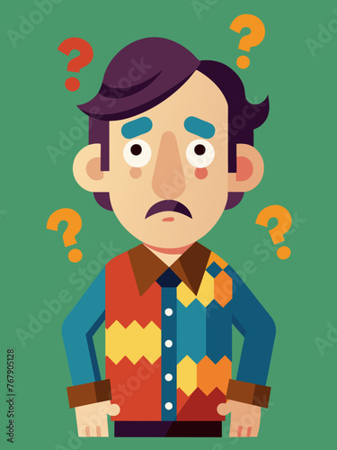Young puzzled, doubtful, confused man thinking, trying to find solution, worried expression on his face, concept - Sorry, don't know how it happened. Copy space.