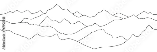 Curved lines, seamless border, imitation of mountain ranges, vector background, minimalism	
