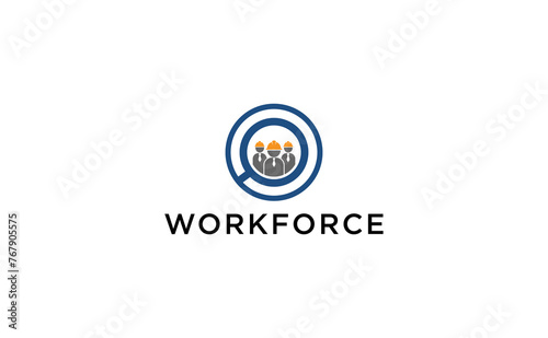 Free Download Worker finder vector logo template.  human and magnifying glass symbol. Find contractors for company concept icon - GFXLoad