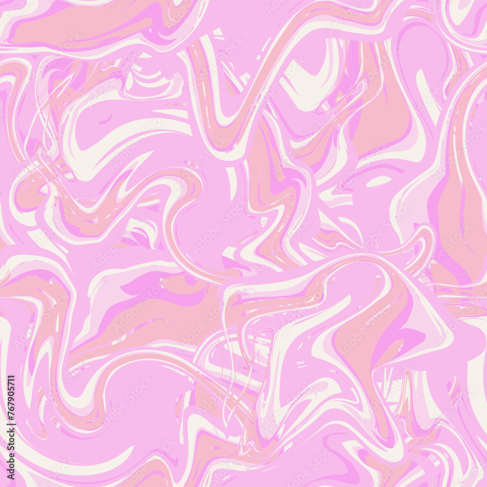 Vector seamless liquid paint pattern. Surface design background. Pink color. Fabric textile print.