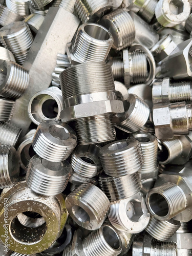 Heap of stainless steel rejects from a manufacturing process