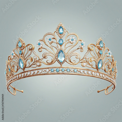 a bridal tiara in watercolor style isolated on a transparent background, colorful background