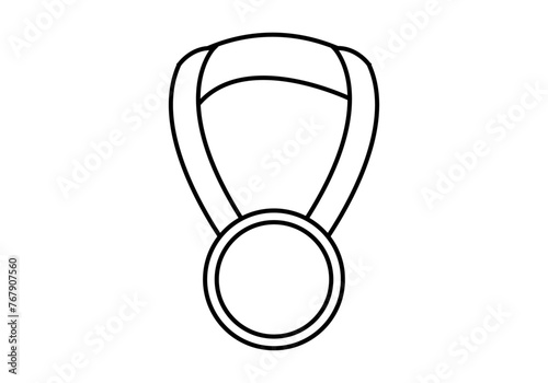 Icono negro de medalla de vencedor en fondob lanco.