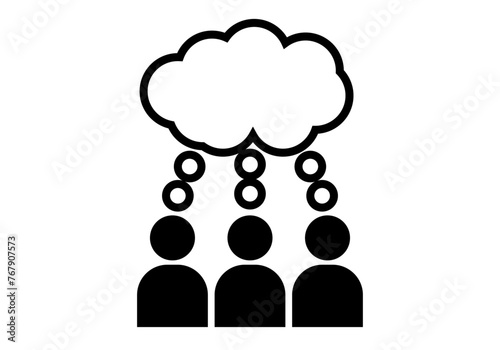 Icono negro de tormenta de ideas de grupo de trabajo.