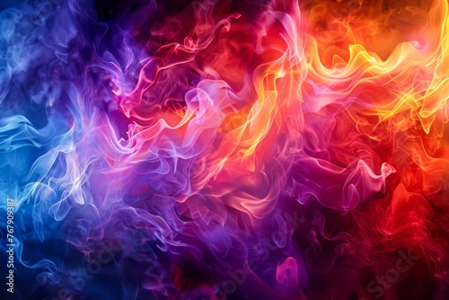 Vibrant Abstract Colored Smoke Background with Swirling Red, Blue, and Purple Hues