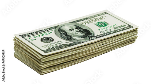 Money pile of packs of hundred dollar bills stacks isolated on transparent background. © paulmalaianu