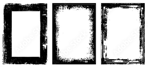 Set of 3 transparent vector grunge abstract dirty background frame textures with dust overlay. Place artwork over any image to make distressed effect