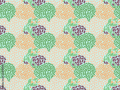 Seamless pattern made of some legumes groups: chickpeas, mung beans, beans, lentils, string beans. Vector illustration.