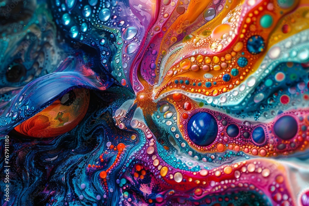 Vibrant Psychedelic Colors and Patterns in Abstract Fluid Art for Creative Backgrounds and Designs